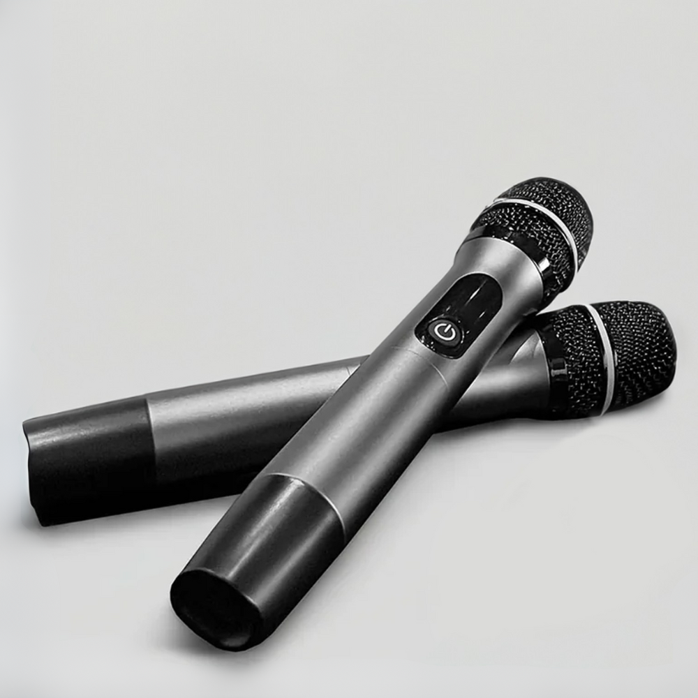 Premium wireless microphones in metallic finish